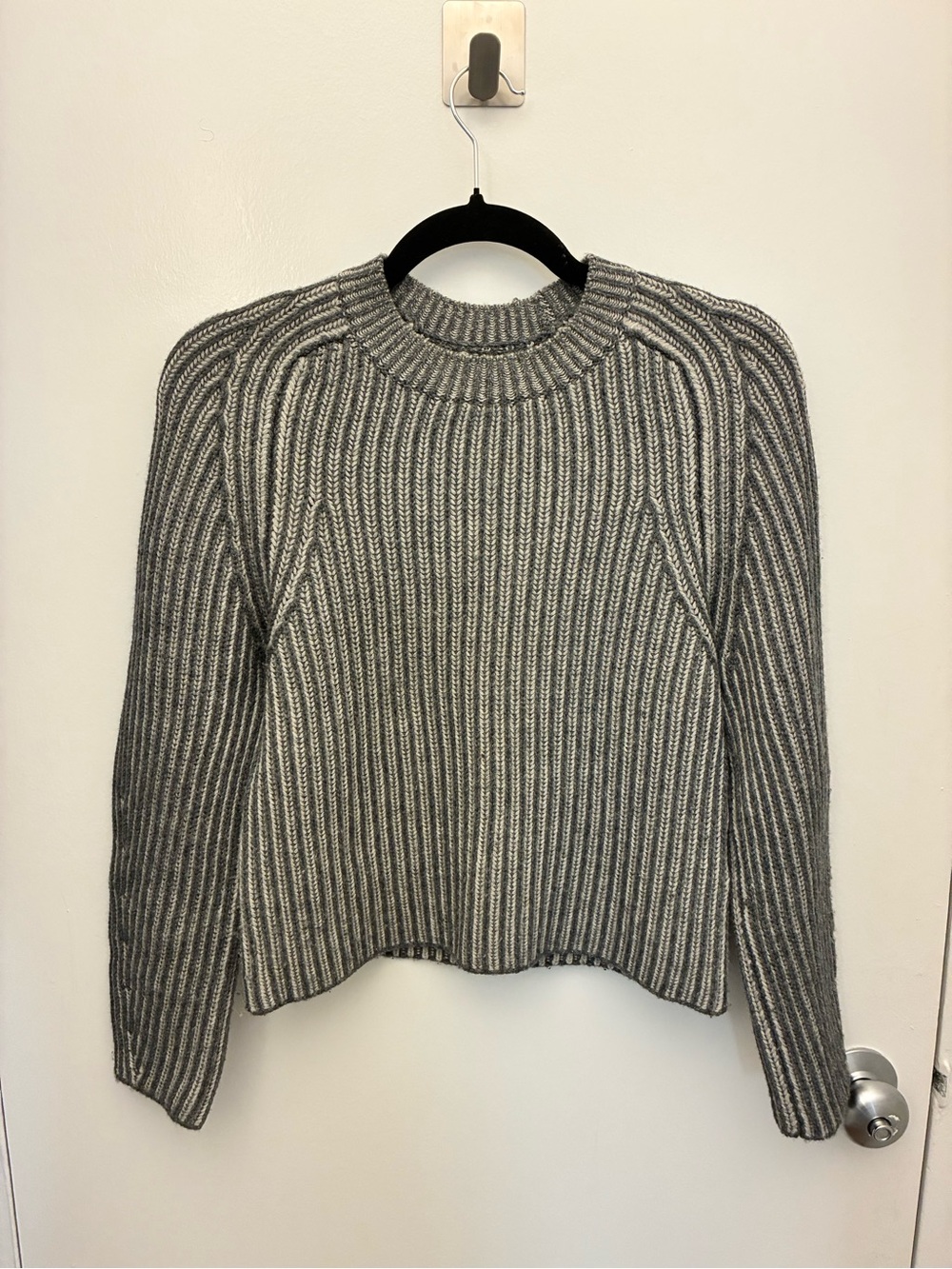 NAADAM Gray Ribbed Crewneck Sweater